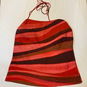 H&M Striped Halter Top in Pink and Brown
100% silk